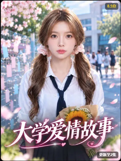 奇幻都市短剧海报，男女主在夜色中靠近